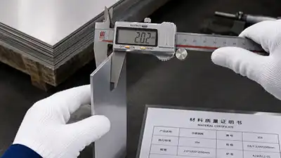 quality inspector measuring metal sheet thickness with caliper quality inspector measuring metal sheet thickness with caliper