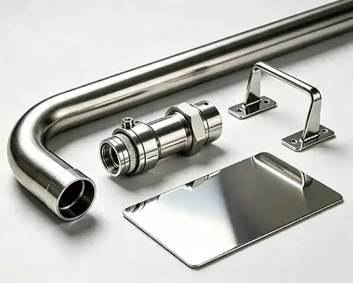 Food-grade surface finished stainless steel parts — electropolished tubing, passivated fittings, nickel-plated brackets
