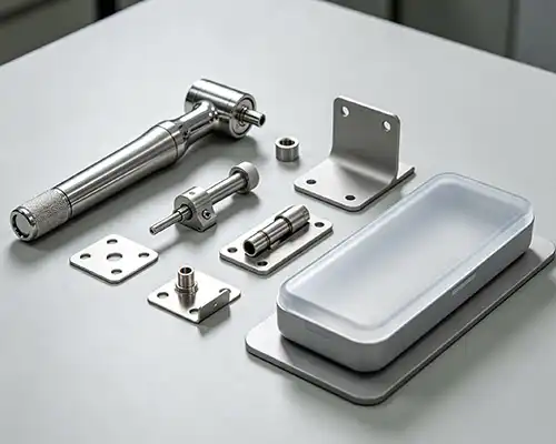 Medical-grade surface finished components — electropolished 316L instruments, passivated stainless steel, clear anodized aluminum