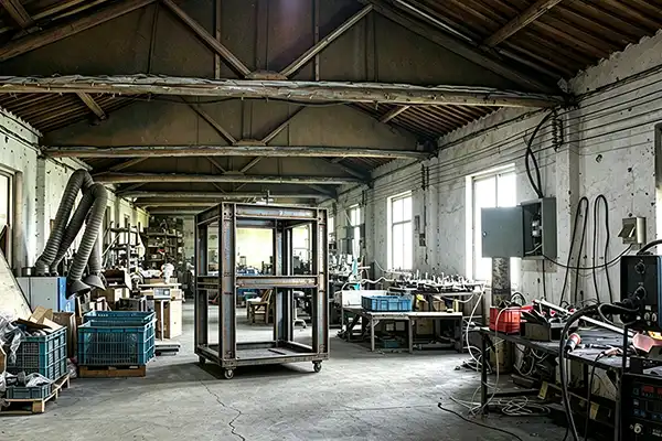 Robotic MIG welding of large industrial machinery frame structure at Conwhole workshop