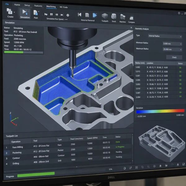 CNC machining DFM toolpath and internal pocket radius optimization at Conwhole
