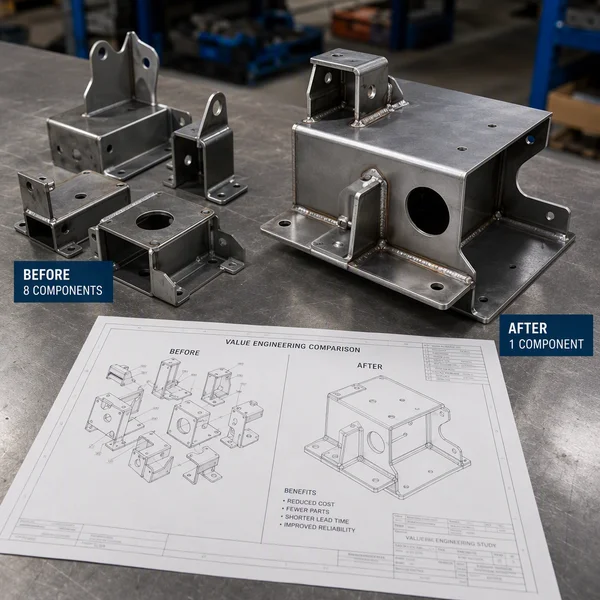 Value engineering part consolidation and cost reduction analysis at Conwhole
