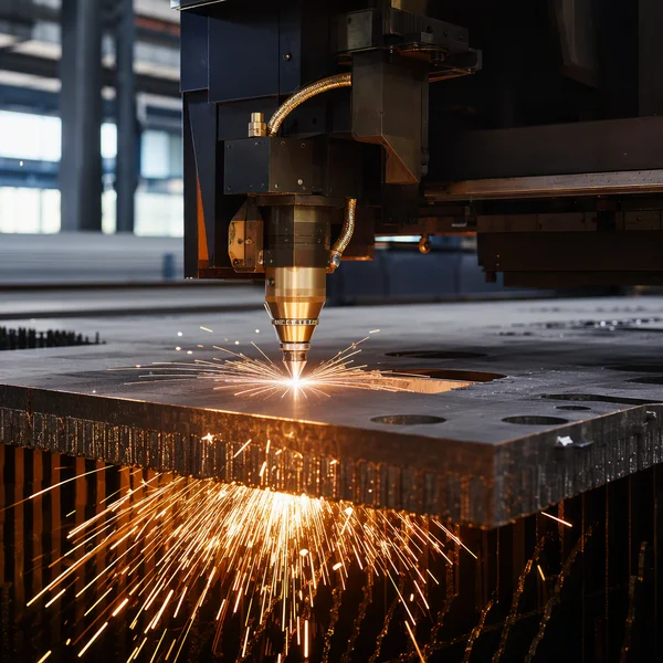 Heavy steel plate laser cutting with beveling head at Conwhole
