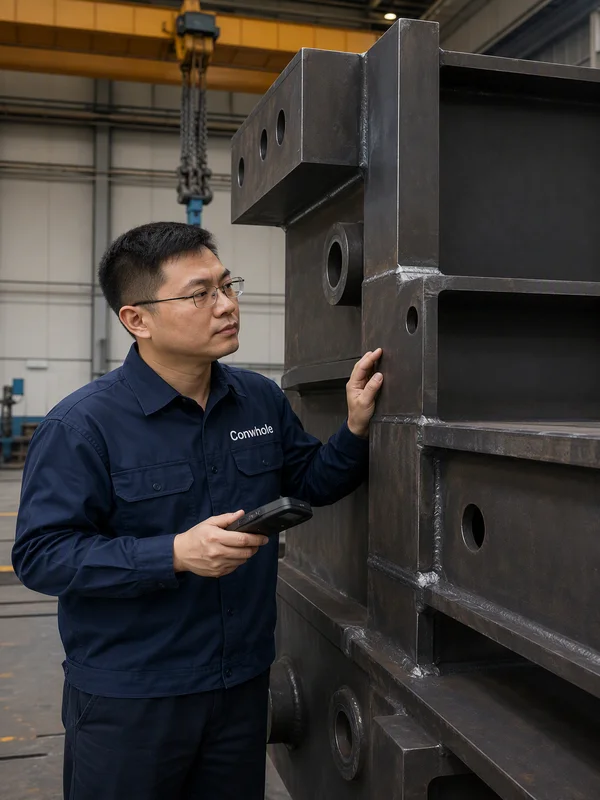 Heavy structural steel frame fabrication and CMM inspection at Conwhole