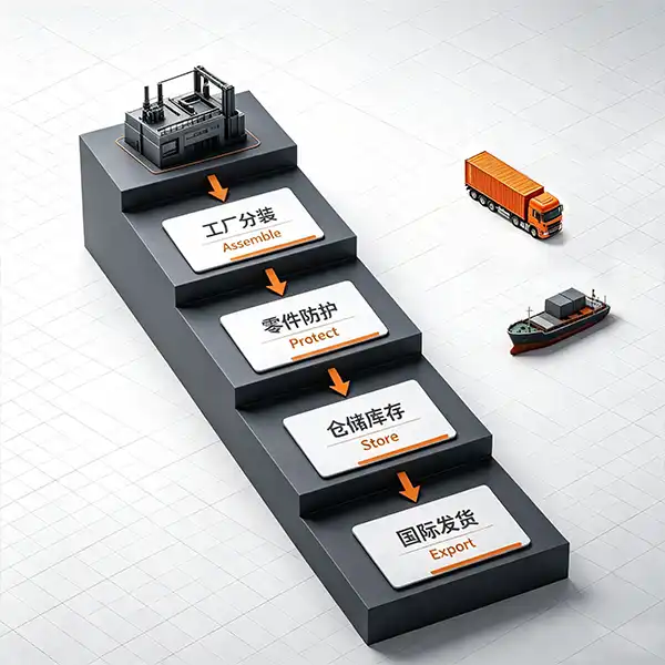 Turnkey OEM sub-assembly and protective anti-rust packaging for export at Conwhole
