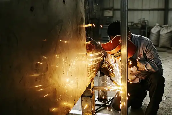 Robotic MIG welding of large industrial machinery frame structure at Conwhole workshop