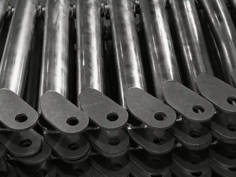 Custom aluminum tubular link arm with clevis ends installed
