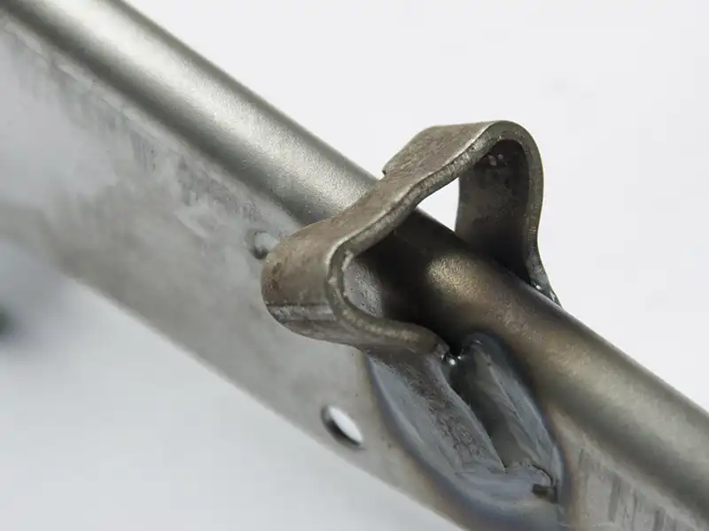 Tractor brake handle welded bracket detail
