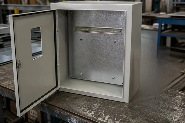Sheet metal control cabinet with DIN-rail mounting plate fabricated at Conwhole